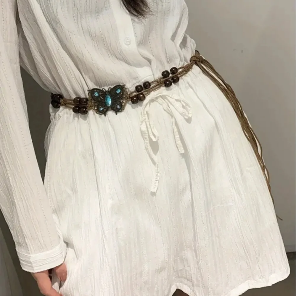 Boho Butterfly Flower Wax Rope Waistband